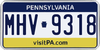 PA license plate MHV9318