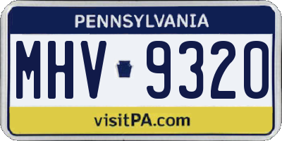 PA license plate MHV9320