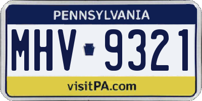 PA license plate MHV9321