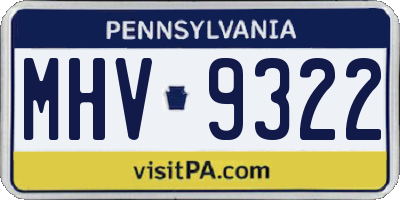 PA license plate MHV9322