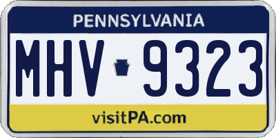 PA license plate MHV9323
