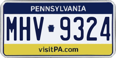 PA license plate MHV9324