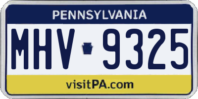 PA license plate MHV9325
