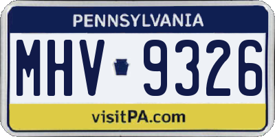 PA license plate MHV9326