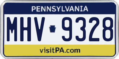 PA license plate MHV9328