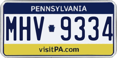 PA license plate MHV9334
