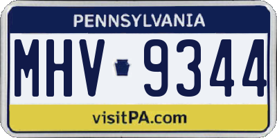 PA license plate MHV9344