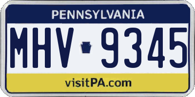 PA license plate MHV9345