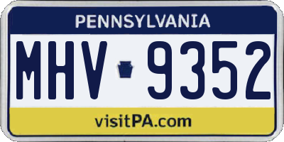 PA license plate MHV9352
