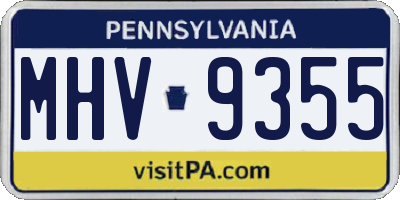 PA license plate MHV9355