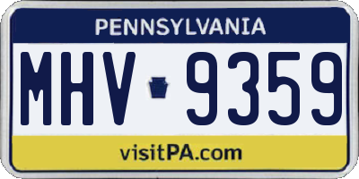 PA license plate MHV9359