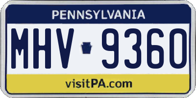 PA license plate MHV9360