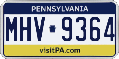 PA license plate MHV9364