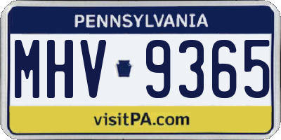 PA license plate MHV9365
