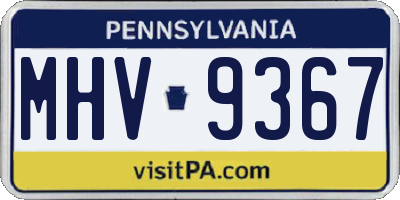 PA license plate MHV9367