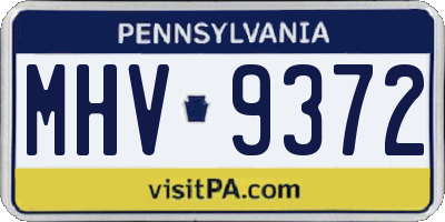 PA license plate MHV9372