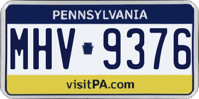 PA license plate MHV9376
