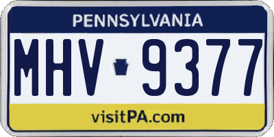 PA license plate MHV9377