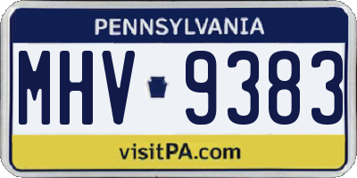 PA license plate MHV9383