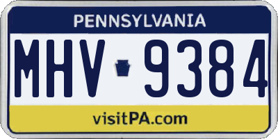PA license plate MHV9384