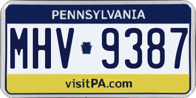 PA license plate MHV9387