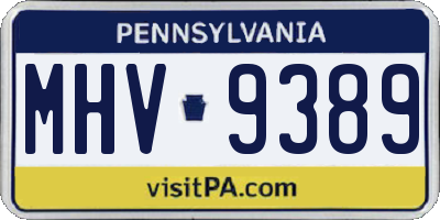 PA license plate MHV9389