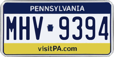 PA license plate MHV9394