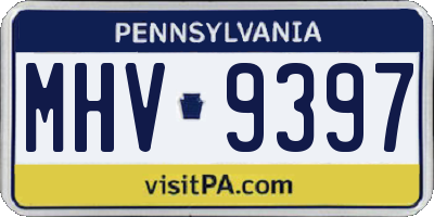 PA license plate MHV9397