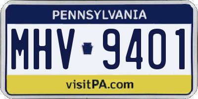 PA license plate MHV9401