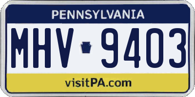 PA license plate MHV9403