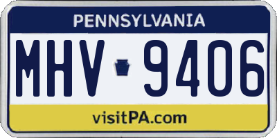 PA license plate MHV9406
