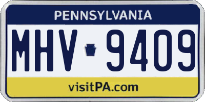 PA license plate MHV9409