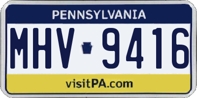 PA license plate MHV9416