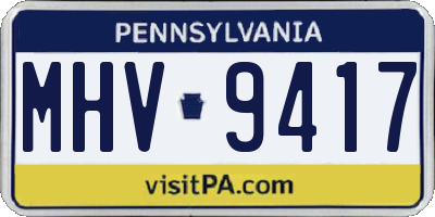 PA license plate MHV9417
