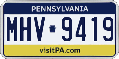 PA license plate MHV9419