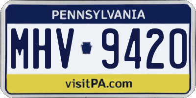 PA license plate MHV9420