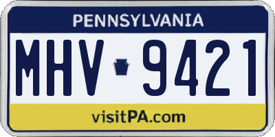 PA license plate MHV9421