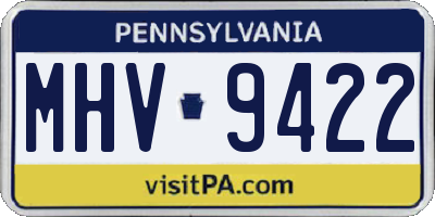 PA license plate MHV9422