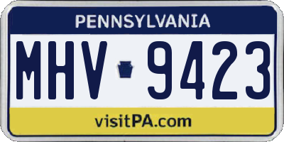 PA license plate MHV9423