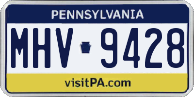 PA license plate MHV9428