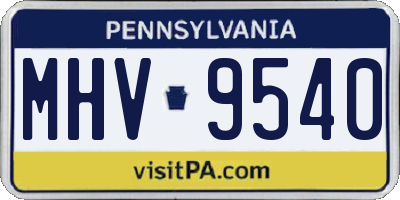 PA license plate MHV9540