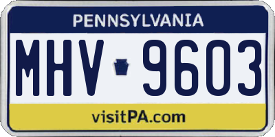 PA license plate MHV9603