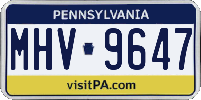 PA license plate MHV9647