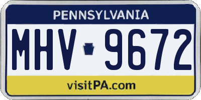 PA license plate MHV9672