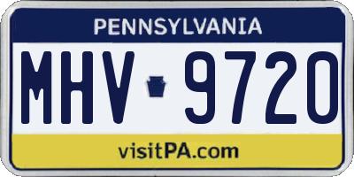 PA license plate MHV9720