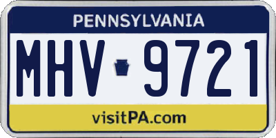 PA license plate MHV9721