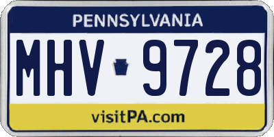 PA license plate MHV9728