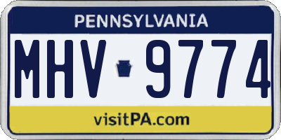 PA license plate MHV9774
