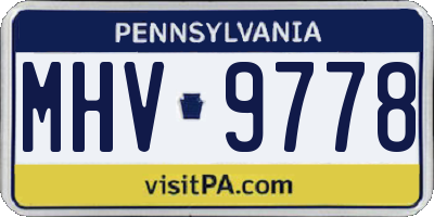 PA license plate MHV9778