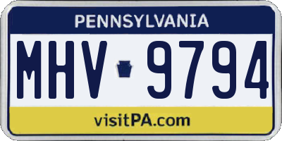 PA license plate MHV9794